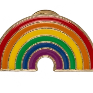 Rainbow arch enamel badge – compact six-colour rainbow in classic arch shape hard enamel pin gold base