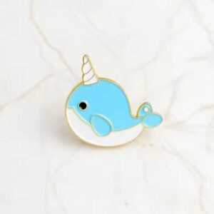 Narwhal Enamel Pin - Cute Blue Whale Accessory