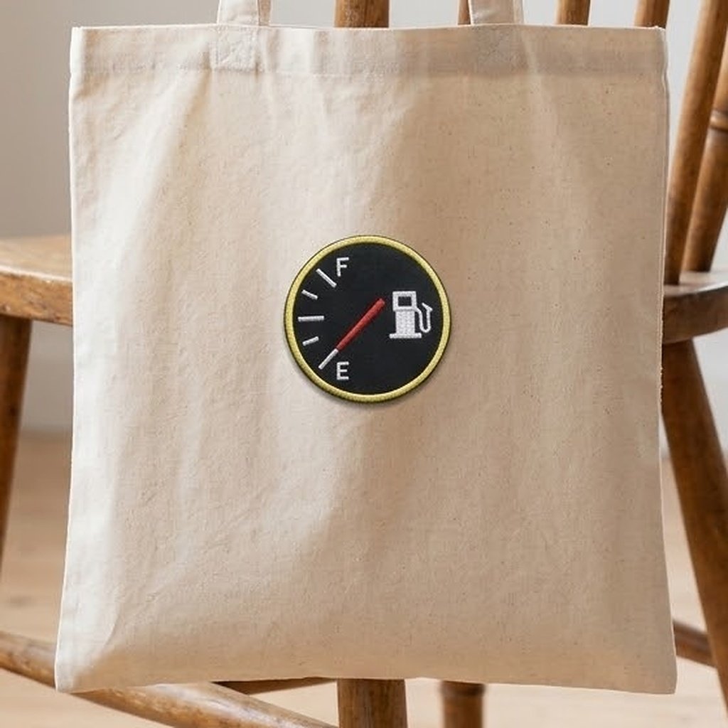 Aplică cu indicator de combustibil pe o geantă de pânză