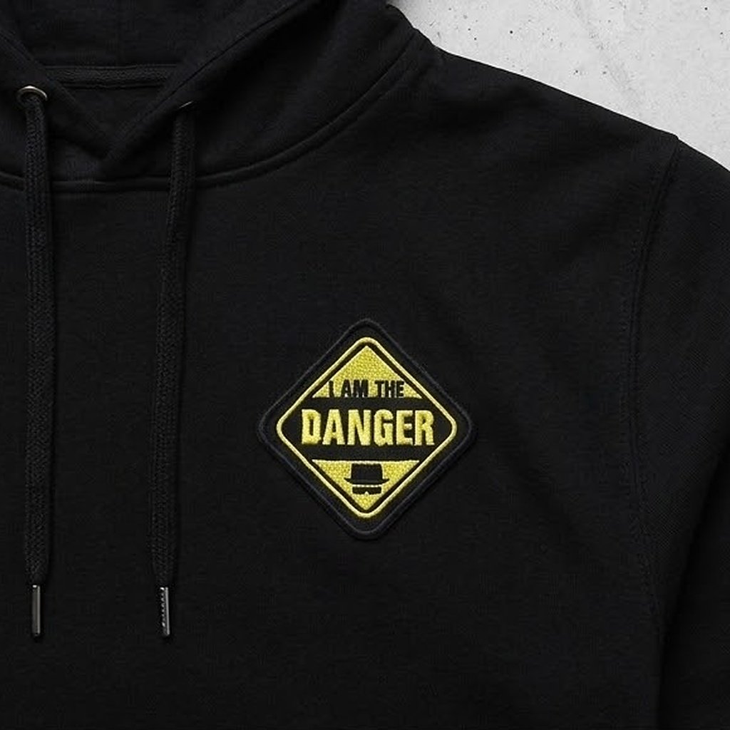 I Am The Danger patch on a black hoodie